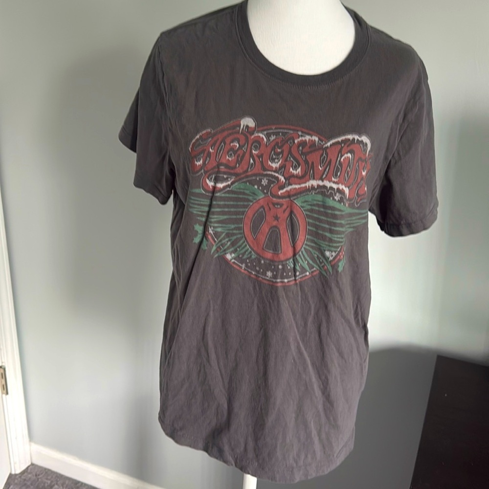 Abercrombie & Fitch Charcoal Graphic Tee with Red and Green Print